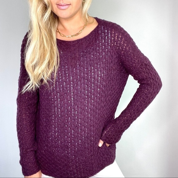 Vince Purple Cable Knit Alpaca and Wool Blend Sweater - Picture 1 of 9